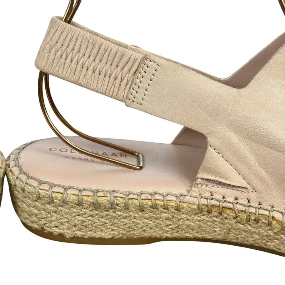 Cole Haan Womens Espadrille Sandals Slingback Pink Shoes Wide Strap Leather 9 B